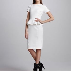 Burgundy BURBERRY Soft Tailoring Short-Sleeve Peplum Dress